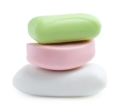 Three soap bars isolated on white. Personal hygiene 写真素材