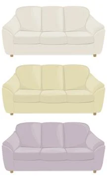Three sofas in different colors Stock Illustration