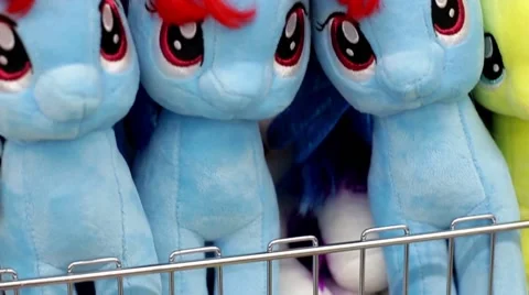 Three soft toys on the counter in the store Stock Footage 60122210