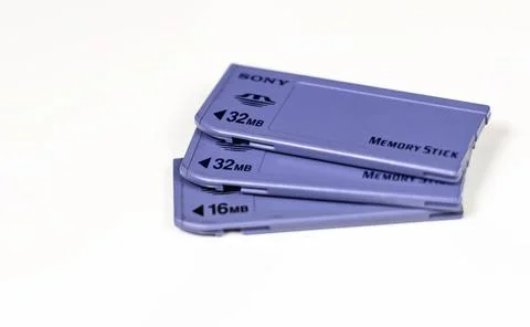 Three Sony Memory Stick cards of different capacities 写真素材