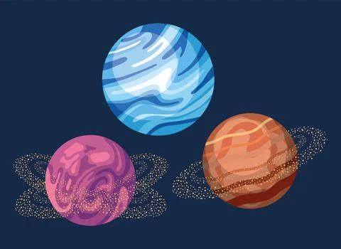 Three space universe icons Stock Illustration