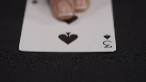 Three Of Spades Playing Card Moving On A Luxury Black Background 4 K. Stock Footage 95573645