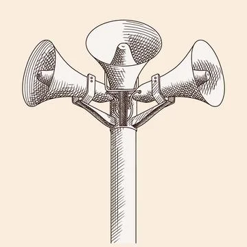 Three speakers on a pole Stock Illustration