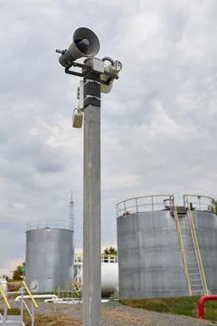 Three speakers on a pole Stock Illustration