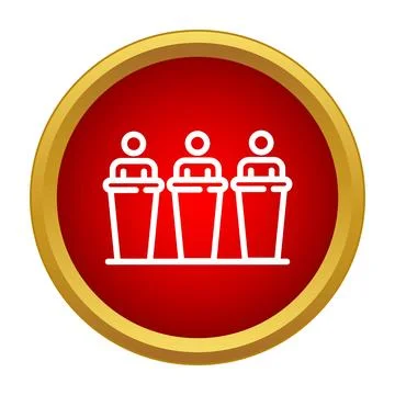 Three speakers standing at podiums debating or presenting Stock Illustration