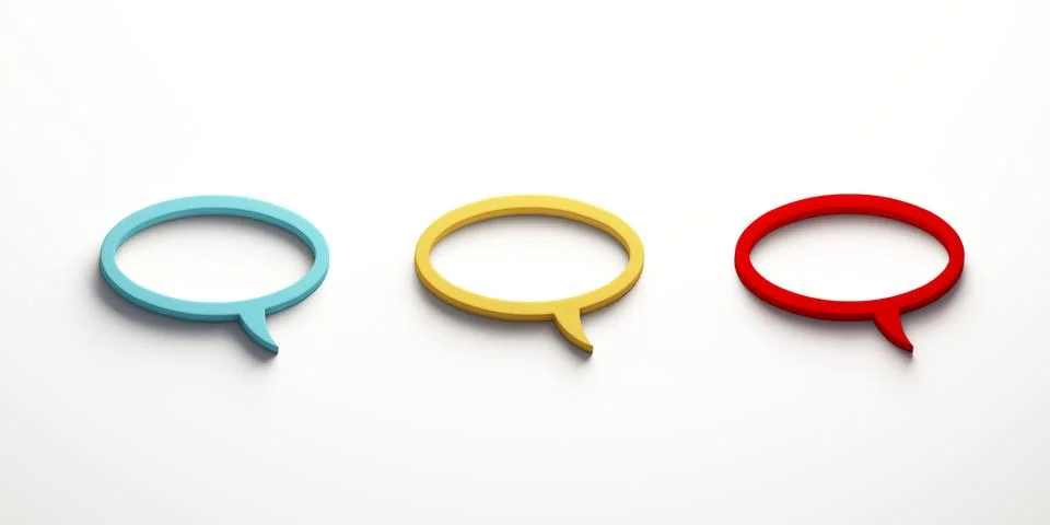 Three Speech Bubbles. 3D Render Illustration Illustrazione stock