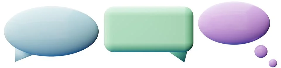 Three speech bubbles in pastel colors, each with different shapes and sizes,  库存插图