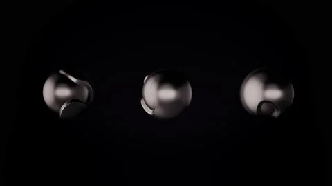 Three sphere shapes in monochrome colours with fractal noise effect. Stock Footage 212469326