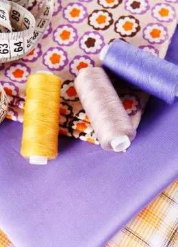 Three spools of thread Foto stock