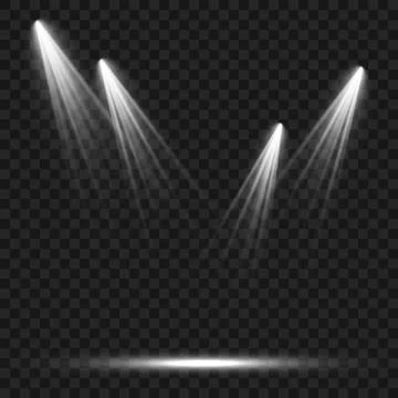 Three Spotlights Skillfully Illuminating a Stage, Setting the Scene for a Illustrazione stock