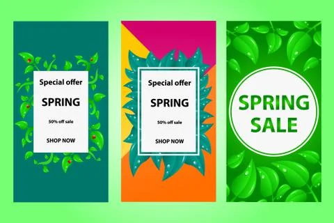Three spring sale posters for design Stock Illustration