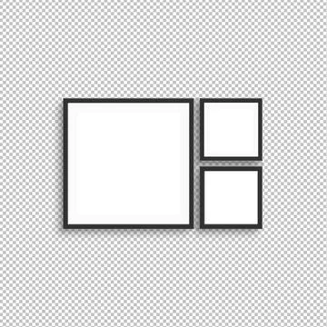 Three square frame mock up isolated on png transparent background. 3d rendering. Stock Illustration
