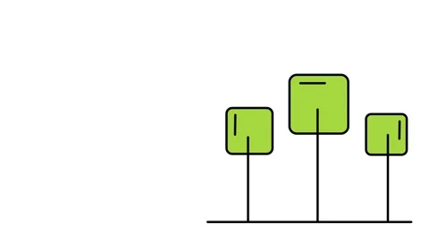 Three Square Green Trees Vector Art Stock Footage 346804055
