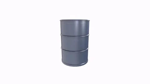 Three stacked barrels in a minimalistic environment for 3D rendering Stock Footage 297584289