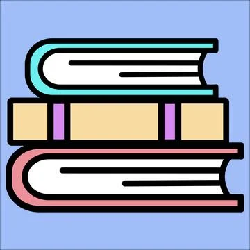 Three stacked books in soft pastel tones. Minimalist design with bold outli.. Stock Illustration