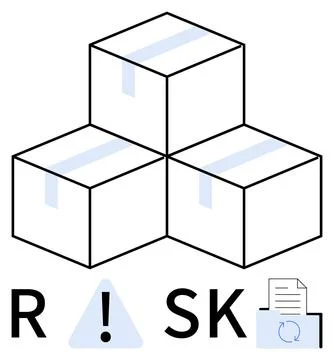 Three stacked boxes with tape and document with circular arrows. Ideal for lo Stock Illustration