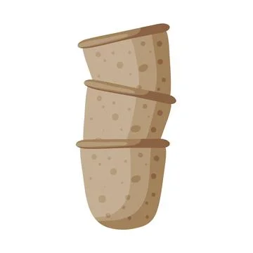 Three Stacked Brown Garden Pots Clipart 库存插图