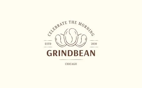 Three Stacked Coffee Bean Logo Vector Template Chicago Morning Badge Stock Illustration