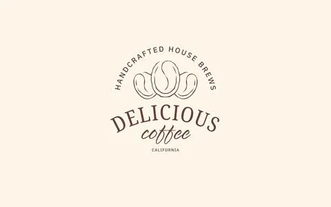Three Stacked Coffee Beans Logo Vector Template Handcrafted Brew Badge Stock Illustration