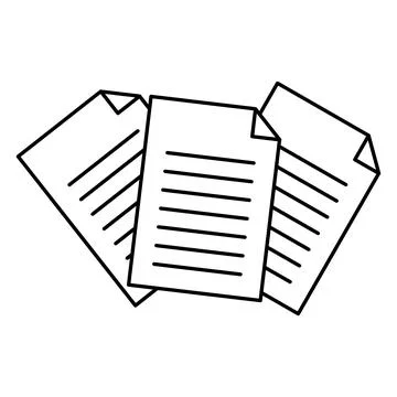 Three Stacked Documents with Lined Pages, Worksheet document Stock Illustration