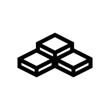 Three stacked square blocks icon for web interface Stock Illustration