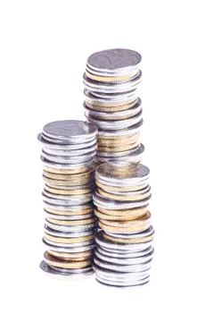 Three stacks of coins Stock Photos