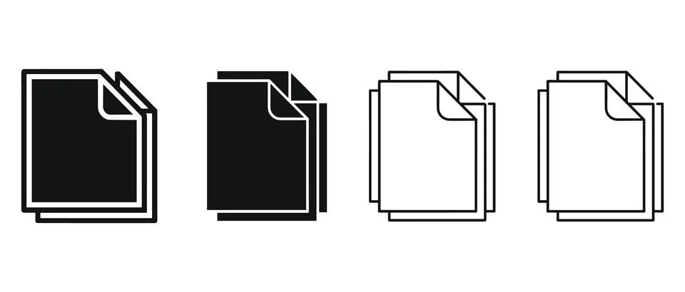 Three Stacks of Documents with Different Shading Gradients 库存插图
