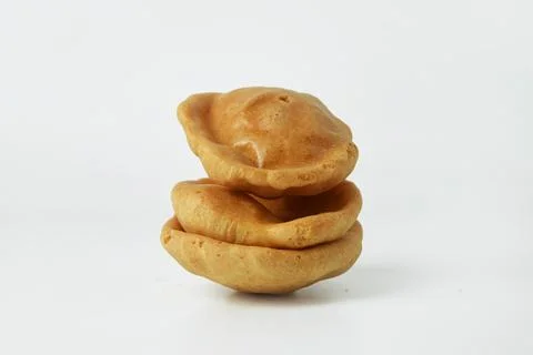 Three stacks of opak crackers or sticky rice crackers typical of Tasikmalaya Stock Photos