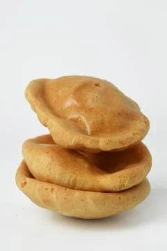 Three stacks of opak crackers or sticky rice crackers typical of Tasikmalaya Stock Photos