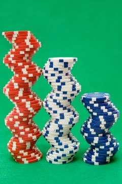 Three Stacks of Poker Chips Stockfoto's