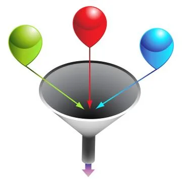 Three stage funnel chart Stock Illustration