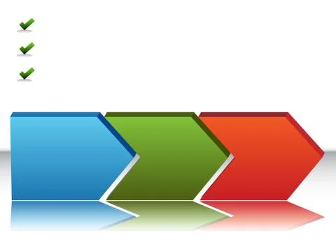 Three stage process chart Stock Illustration