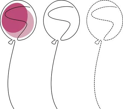 Three stages of a deflating pink question-mark balloon floating away Vector Stock-Illustration