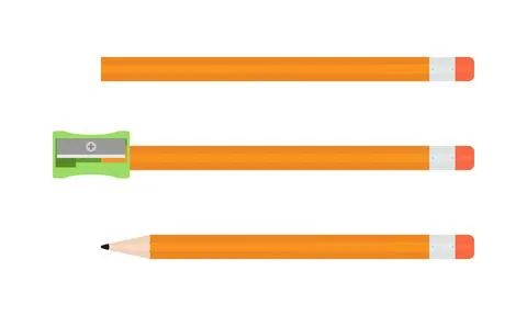 Three stages of pencil sharpening Stock Illustration