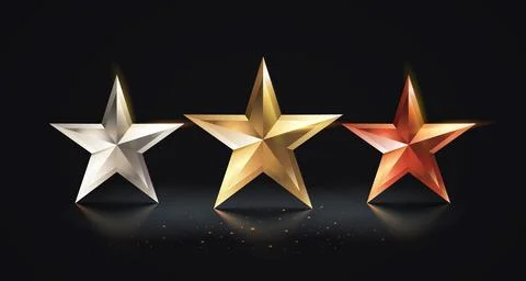 Three star Awards golden prize event, first place, second place, third place Stock Illustration