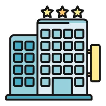 Three star hotel building offering accommodation service Stock Illustration