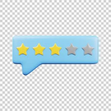 Three star rating. 3D Render Illustrazione stock