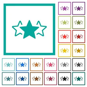 Three star rating alternate flat color icons with quadrant frames Stock Illustration
