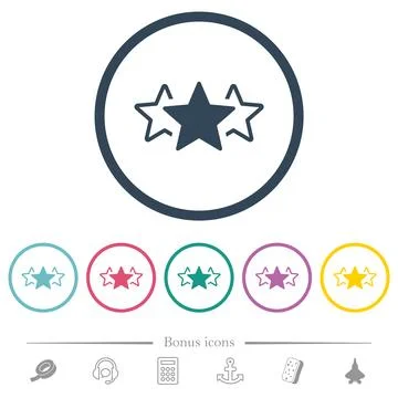 Three star rating alternate flat color icons in round outlines Stock Illustration