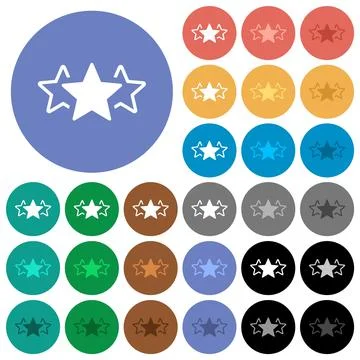 Three star rating alternate round flat multi colored icons Stock Illustration