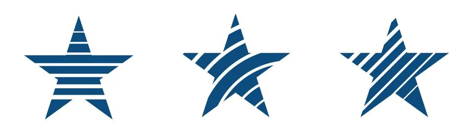 Three star shapes with stripes inside. Stars icon. 库存插图