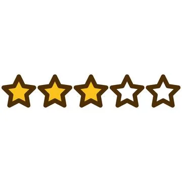 Three stars rating customer feedback flat icon with thick outline. Stock Illustration