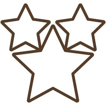 Three stars thick brown line icon on white background for rating design. Stock Illustration