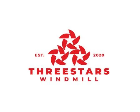 Three Stars Windmill Logo design vector template Stock Illustration