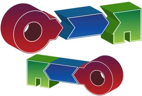 Three step process key Stock Illustration