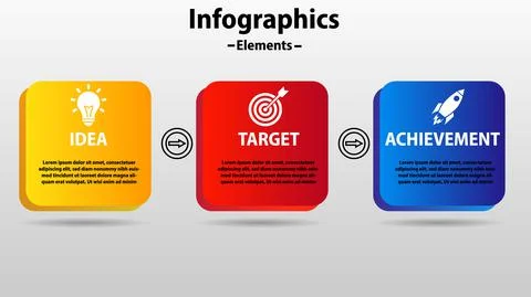 Three steps business infographics elements isolated on white background イラスト素材