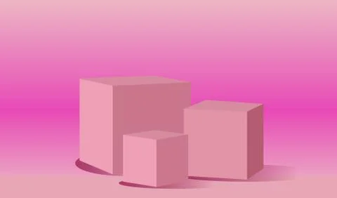 Three Steps Cube Podium. White Platform Or Backdrop With Empty Space For Disp 스톡 일러스트