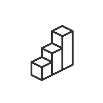 Three steps diagrams, icon in line design. Three, steps, diagram, process, flow Stock Illustration
