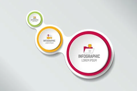 Three steps elements bubble chart, scheme, diagram, template. Infographic tem イラスト素材