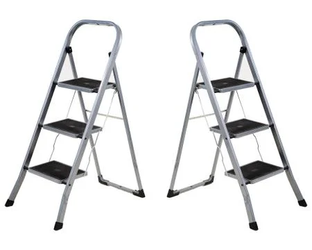 Three steps folding ladder isolated on white Stock Photos